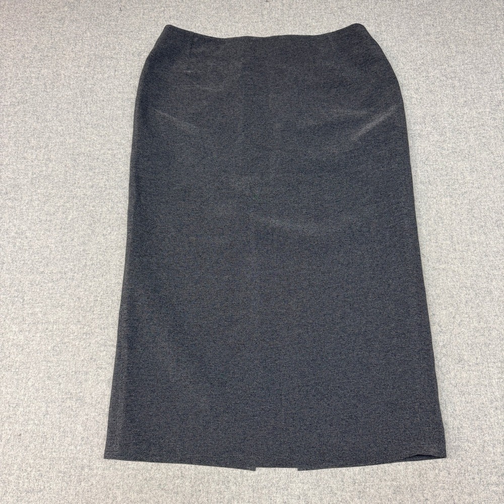 Unbranded | Textured Pencil Midi Skirt | Size 56 | Charcoal Gray | Kick Vent